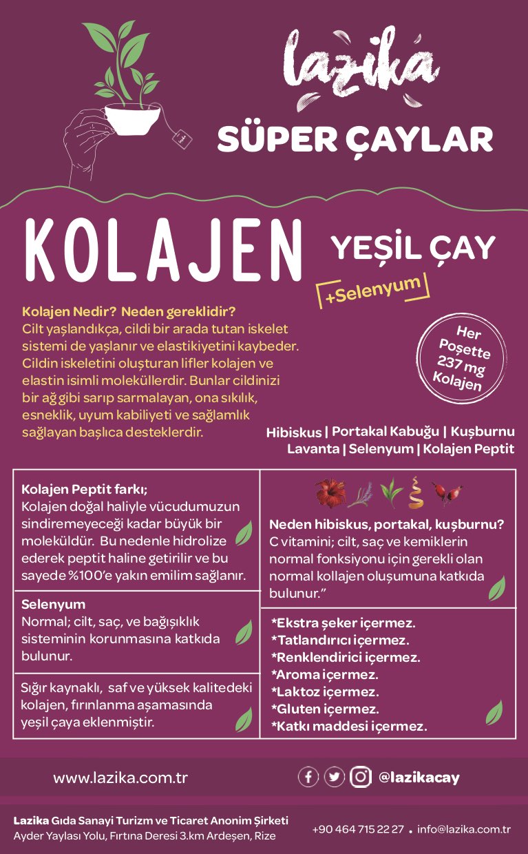 LAZİKA KOLAJEN YEŞİL ÇAY 27 gr